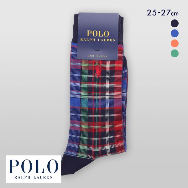 ポロ ラルフ ローレン マドラスチェック クルー丈 ソックス 紳士靴下 メンズ POLO RALPH LAUREN