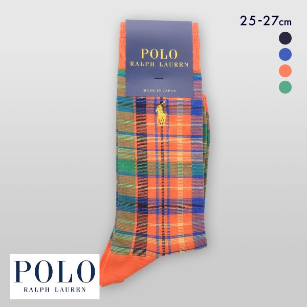 ポロ ラルフ ローレン マドラスチェック クルー丈 ソックス 紳士靴下 メンズ POLO RALPH LAUREN