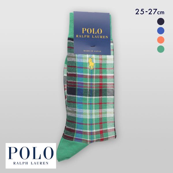 ポロ ラルフ ローレン マドラスチェック クルー丈 ソックス 紳士靴下 メンズ POLO RALPH LAUREN