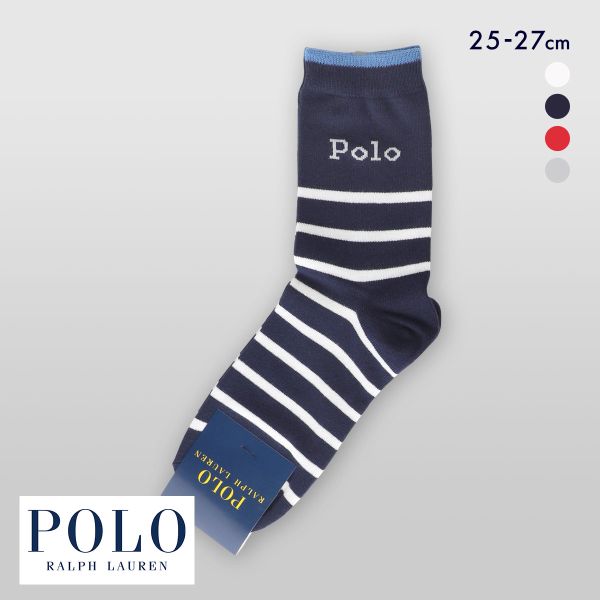ポロ ラルフ ローレン ロゴボーダー クォーター丈 ソックス 紳士靴下 メンズ 25-27 POLO RALPH LAUREN