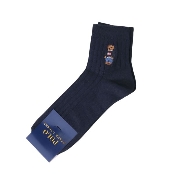 ポロ ラルフローレン POLO RALPH LAUREN ポロベア刺繍 定番リブソックス 25-27 27-29 ショート丈 紳士 靴下 メンズ カジュアル