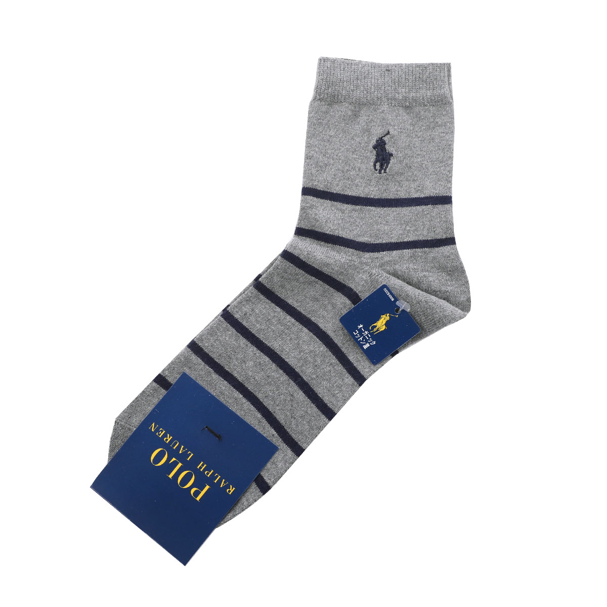 ポロ ラルフローレン POLO RALPH LAUREN フレンチセーラー オーガニックコットン混 ソックス 25-27 定番 ショート丈 ミドル 紳士 メンズ(LGY-薄グレー-25-27cm)