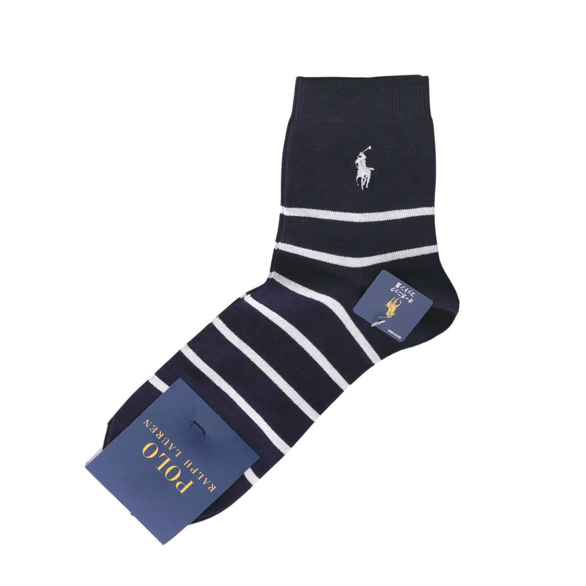 ポロ ラルフローレン POLO RALPH LAUREN フレンチセーラー オーガニックコットン混 ソックス 25-27 定番 ショート丈 ミドル 紳士 メンズ(NV1-ネイビー1-25-27cm)