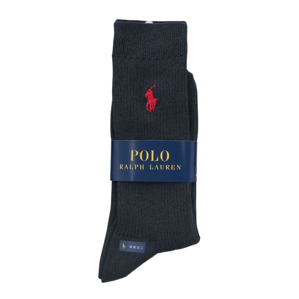 ポロ ラルフローレン POLO RALPH LAUREN 消臭加工 ワンポイント刺繍 定番リブソックス 24-26 26-28 綿混 紳士 靴下 メンズ カジュアル ギフト