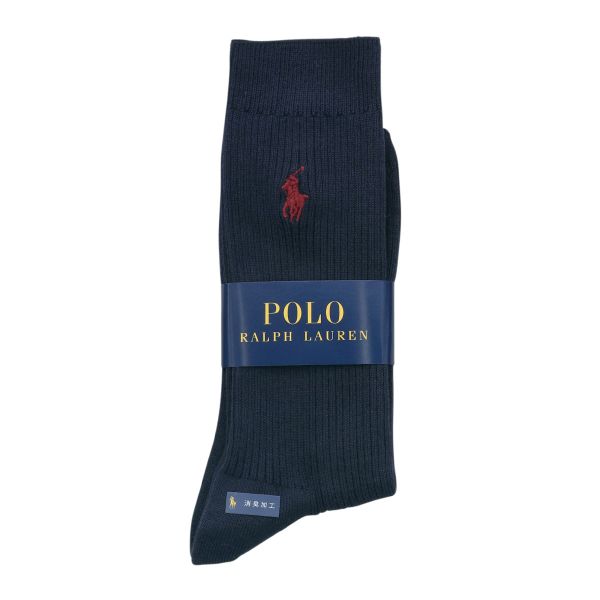 ポロ ラルフローレン POLO RALPH LAUREN 消臭加工 ワンポイント刺繍 定番リブソックス 24-26 26-28 綿混 紳士 靴下 メンズ カジュアル ギフト
