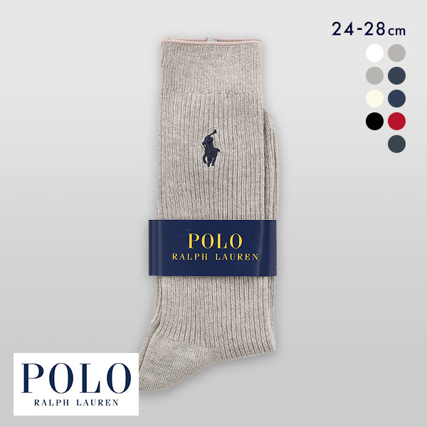 ポロ ラルフローレン POLO RALPH LAUREN 消臭加工 ワンポイント刺繍 定番リブソックス 24-26 26-28 綿混 紳士 靴下 メンズ カジュアル ギフト