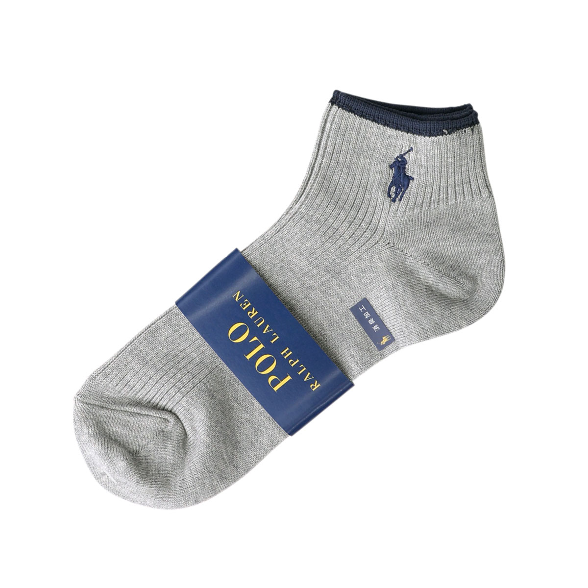 ポロ ラルフローレン POLO RALPH LAUREN 消臭加工 ワンポイント刺繍 定番スニーカーソックス 23-25 25-27 27-29 綿混 靴下(GY-グレー-23-25cm)