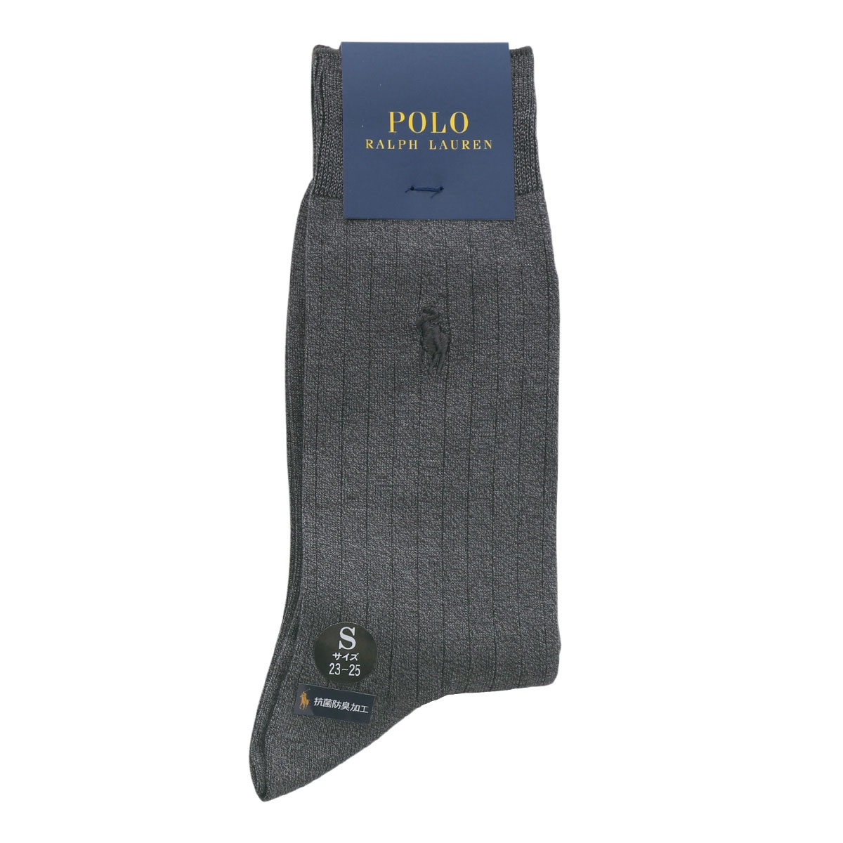 ポロ ラルフローレン POLO RALPH LAUREN Dress 抗菌防臭 ワンポイント刺繍 定番リブソックス 23-25 25-27 27-29 紳士 靴下 メンズ(CGY-チャコールグレー-23-25cm)