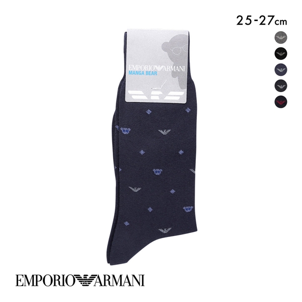 エンポリオ・アルマーニ EMPORIO ARMANI Dress マンガベア＆イーグル メンズソックス 靴下 クルー丈 ビジネス メンズ 綿混 紳士