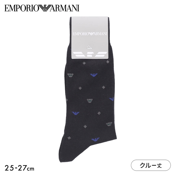 エンポリオ・アルマーニ EMPORIO ARMANI Dress マンガベア＆イーグル メンズソックス 靴下 クルー丈 ビジネス メンズ 綿混 紳士