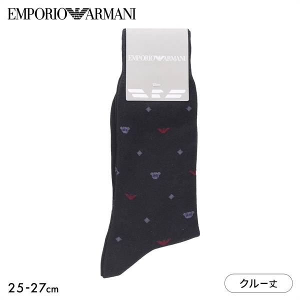 エンポリオ・アルマーニ EMPORIO ARMANI Dress マンガベア＆イーグル メンズソックス 靴下 クルー丈 ビジネス メンズ 綿混 紳士