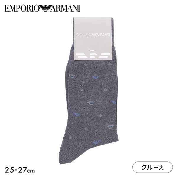 エンポリオ・アルマーニ EMPORIO ARMANI Dress マンガベア＆イーグル メンズソックス 靴下 クルー丈 ビジネス メンズ 綿混 紳士