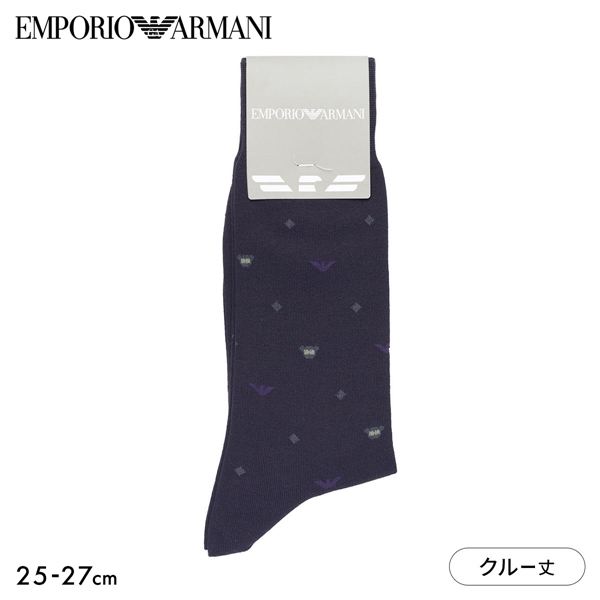 エンポリオ・アルマーニ EMPORIO ARMANI Dress マンガベア＆イーグル メンズソックス 靴下 クルー丈 ビジネス メンズ 綿混 紳士