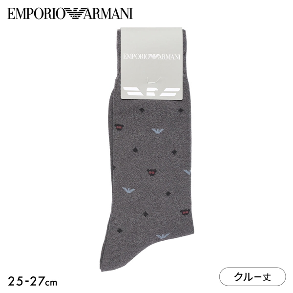 エンポリオ・アルマーニ EMPORIO ARMANI Dress マンガベア＆イーグル メンズソックス 靴下 クルー丈 ビジネス メンズ 綿混 紳士