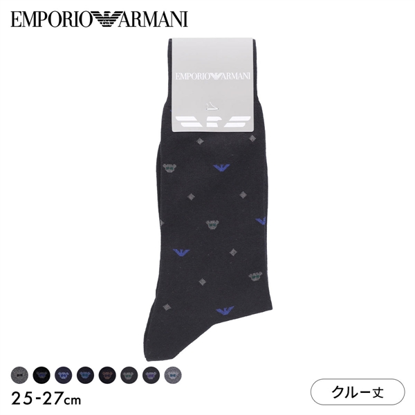 エンポリオ・アルマーニ EMPORIO ARMANI Dress マンガベア＆イーグル メンズソックス 靴下 クルー丈 ビジネス メンズ 綿混 紳士