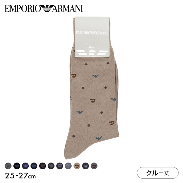エンポリオ・アルマーニ EMPORIO ARMANI Dress マンガベア＆イーグル メンズソックス 靴下 クルー丈 ビジネス メンズ 綿混 紳士