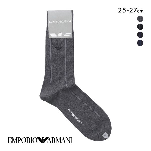 エンポリオ・アルマーニ Dress イーグルストライプ メンズソックス 紳士靴下 クルー丈 ビジネス メンズ 25-27 綿混 EMPORIO ARMANI