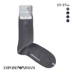 エンポリオ・アルマーニ Dress マンガベア刺繍 メンズソックス 紳士靴下 クルー丈 リブ ビジネス メンズ 綿混 25-27 EMPORIO ARMANI