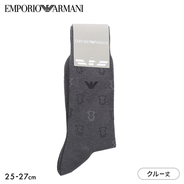 エンポリオ・アルマーニ イーグル&マンガベアシルエット クルー丈 ソックス メンズ ビジネス 靴下 紳士 EMPORIO ARMANI