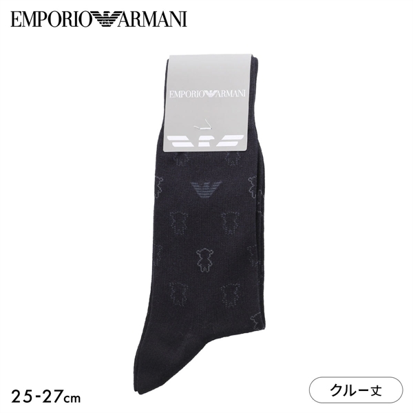エンポリオ・アルマーニ イーグル&マンガベアシルエット クルー丈 ソックス メンズ ビジネス 靴下 紳士 EMPORIO ARMANI