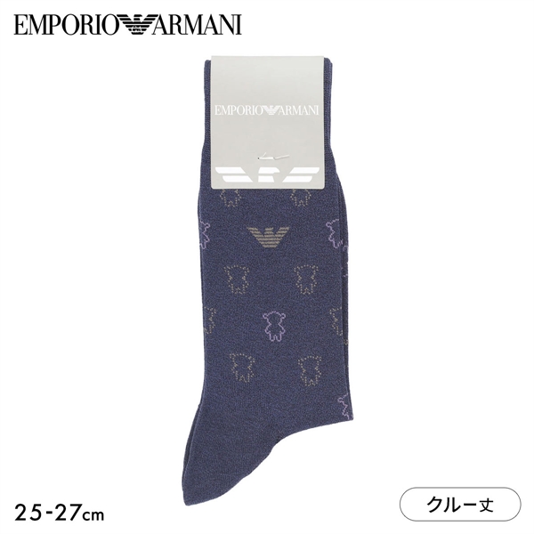 エンポリオ・アルマーニ イーグル&マンガベアシルエット クルー丈 ソックス メンズ ビジネス 靴下 紳士 EMPORIO ARMANI
