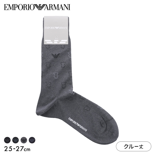 エンポリオ・アルマーニ イーグル&マンガベアシルエット クルー丈 ソックス メンズ ビジネス 靴下 紳士 EMPORIO ARMANI