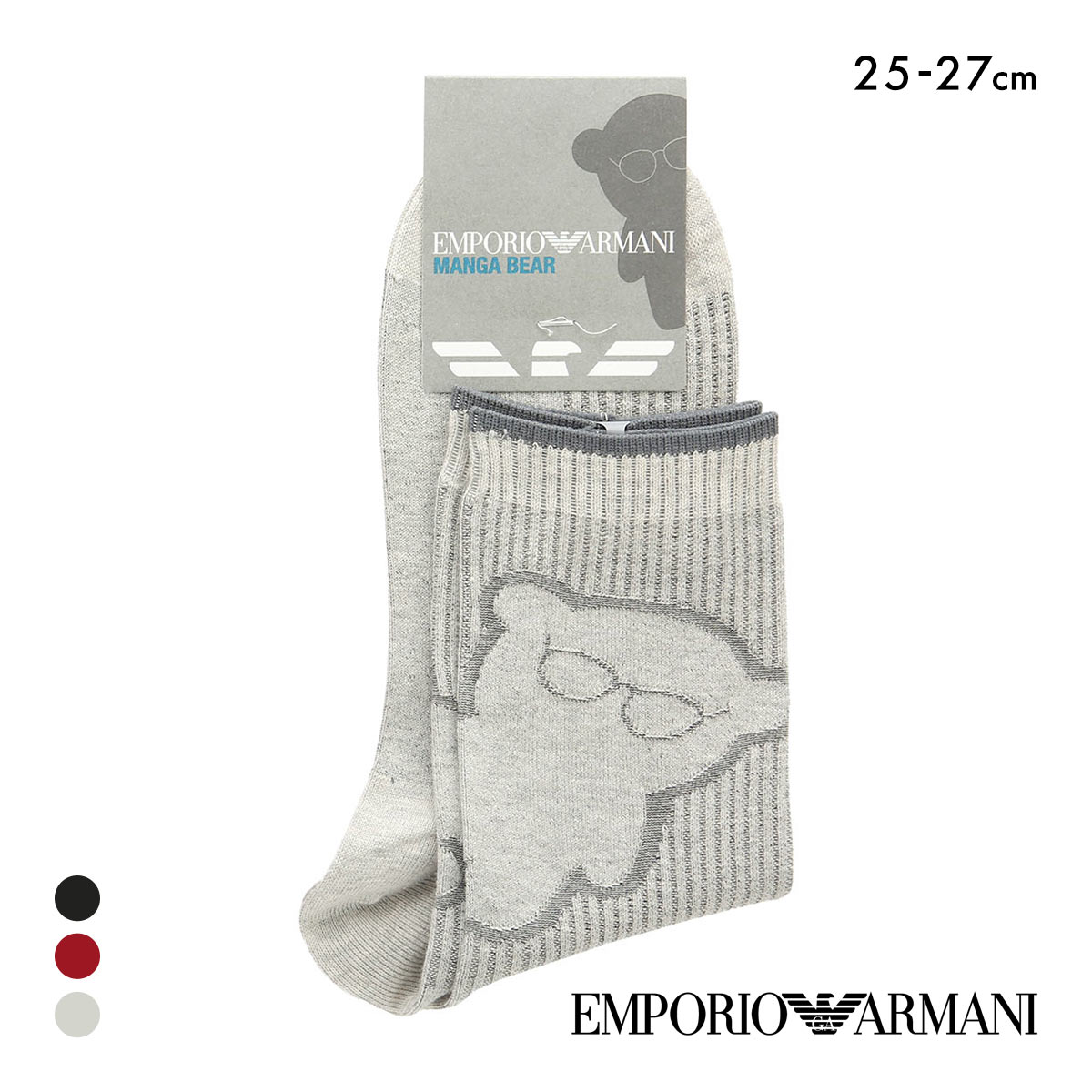エンポリオ・アルマーニ マンガベア クルー丈 ソックス メンズ カジュアル 靴下 紳士 25-27cm EMPORIO ARMANI(GY-グレー-25-27cm)