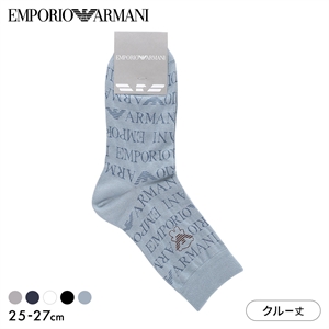 エンポリオ・アルマーニ オールオーバーロゴ クルー丈 ソックス メンズ 紳士 靴下 カジュアル 25-27 EMPORIO ARMANI