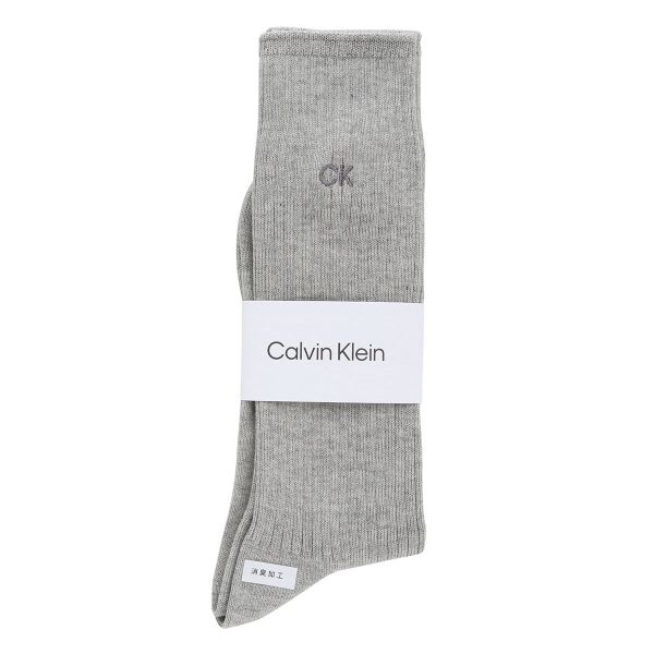 カルバン・クライン CalvinKlein ワンポイントリブソックス 2542105 ロング丈 綿混 毛混 紳士靴下 メンズソックス ビジネス カジュアル