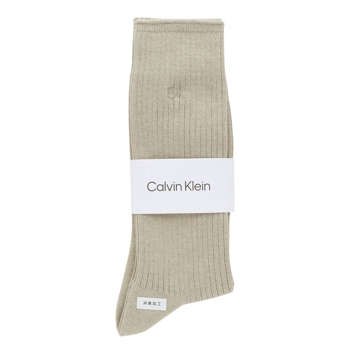 カルバン・クライン CalvinKlein ワンポイントリブソックス 2542105 ロング丈 綿混 毛混 紳士靴下 メンズソックス ビジネス カジュアル(MO-モカ-25-27cm)