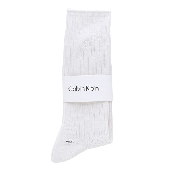カルバン・クライン CalvinKlein ワンポイントリブソックス 2542105 ロング丈 綿混 毛混 紳士靴下 メンズソックス ビジネス カジュアル
