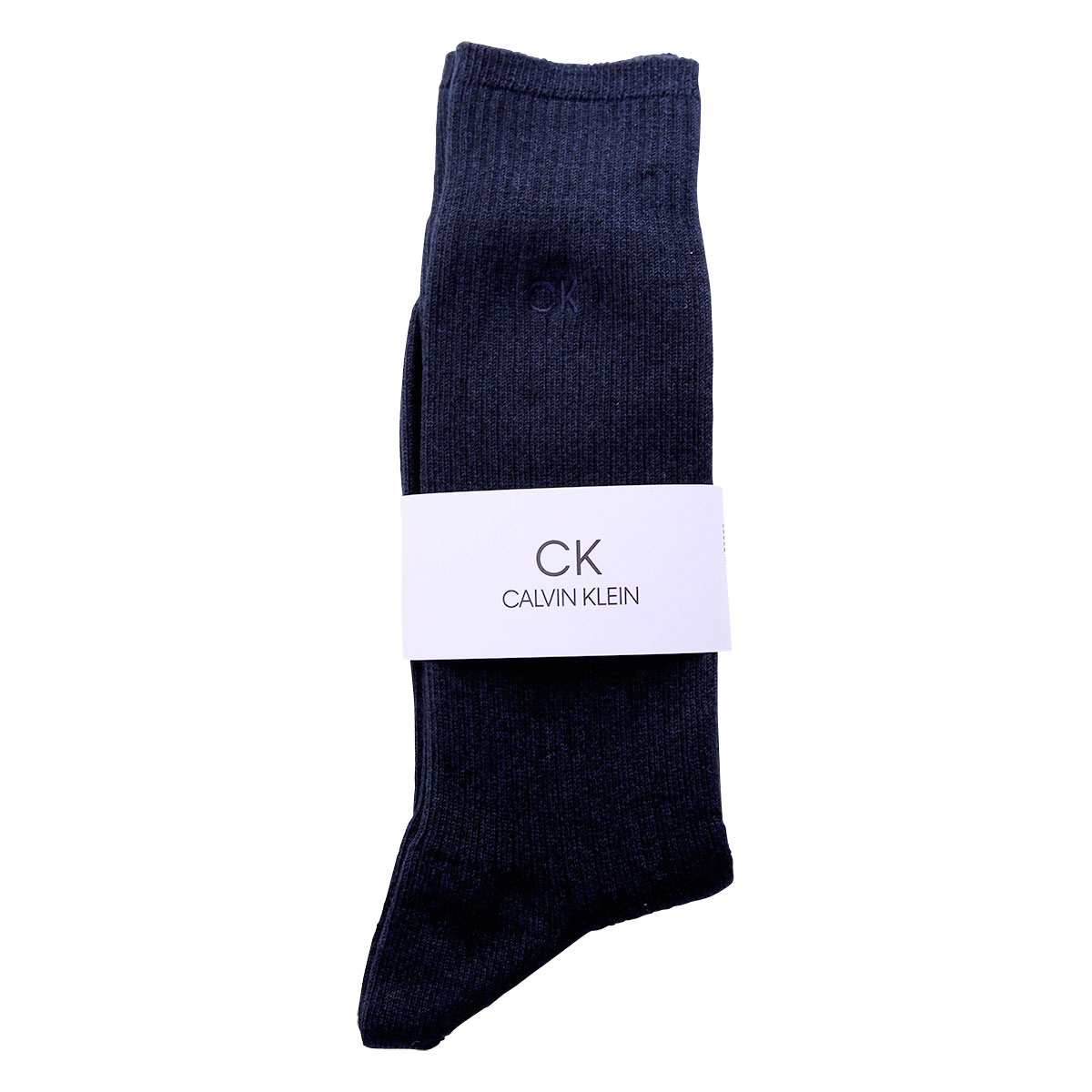 カルバン・クライン Calvin Klein メンズ ソックス クルー丈 ワンポイント リブ 25-27cm 27-29cm(NV-ネイビー-25-27cm)