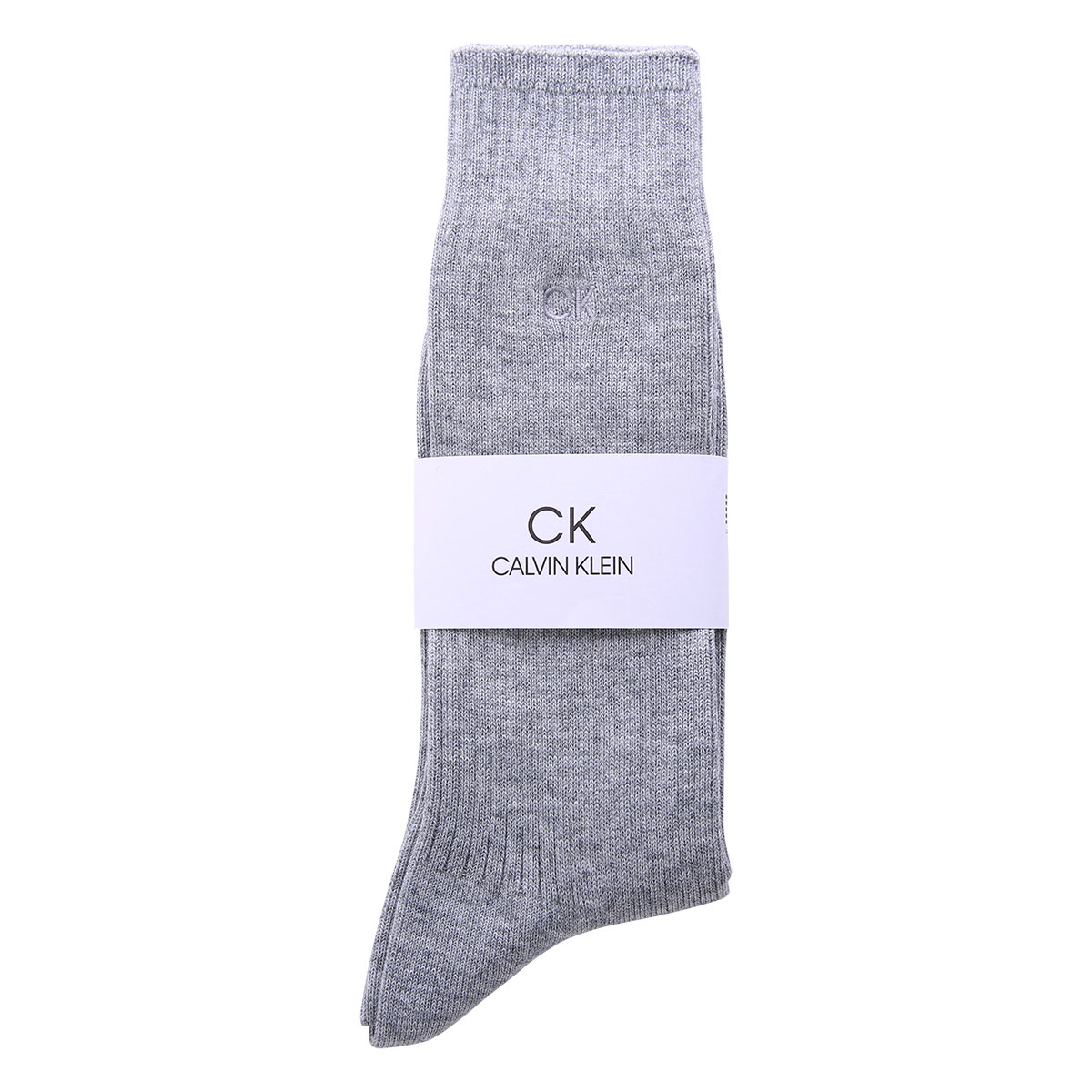 カルバン・クライン Calvin Klein メンズ ソックス クルー丈 ワンポイント リブ 25-27cm 27-29cm(GY-グレー-25-27cm)