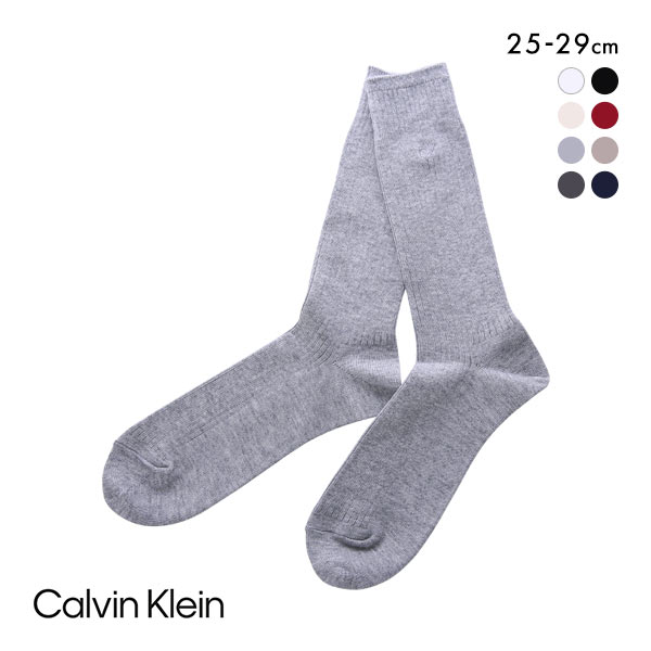 カルバン・クライン Calvin Klein メンズ ソックス クルー丈 ワンポイント リブ 25-27cm 27-29cm