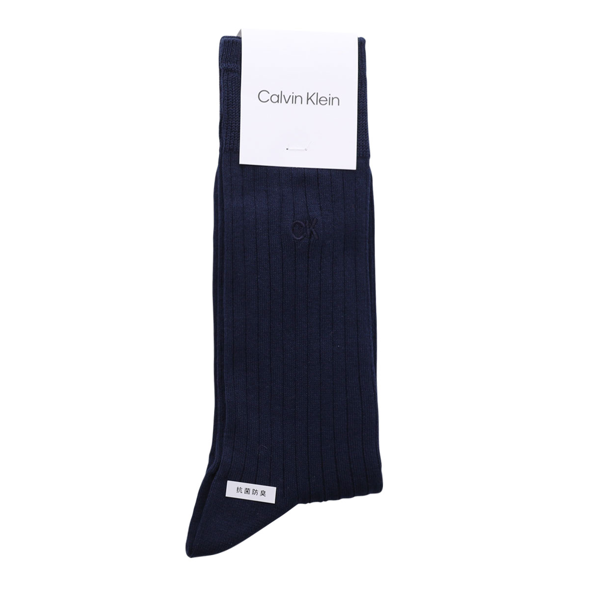 カルバン・クライン Calvin Klein Dress リブ ckロゴ メンズソックス ビジネス 抗菌防臭 ドレス クルー丈 紳士靴下(KO-コン-23-25cm)