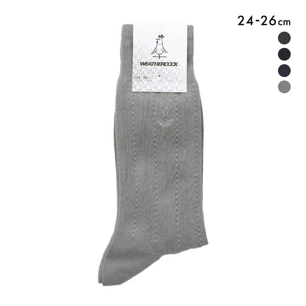 ウェザーコック ストライプ クルー丈 ソックス メンズ ビジネス 紳士 靴下 24-26cm つま先踵補強 メンズ Weathercock