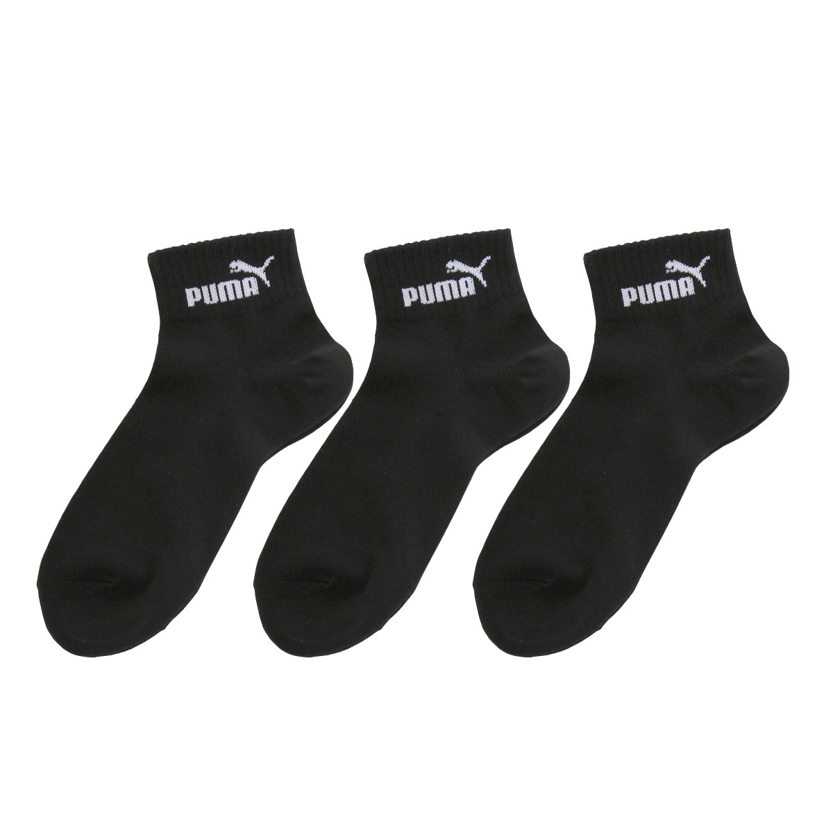 プーマ PUMA 3足組ソックス ショート丈 消臭 メンズ靴下 スポーツソックス 消臭加工 つま先かかと補強入(BK-ブラック-24-26cm)