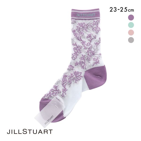 ジルスチュアート ボタニカルフラワー ショート丈 ソックス 靴下 レディース 透け感 JILLSTUART 23-25cm