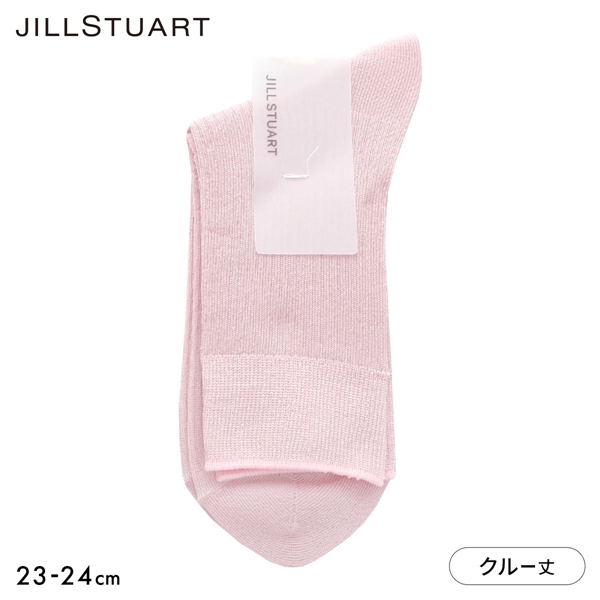 ジルスチュアート シアーシャイニー リブラメ クルー丈 ソックス 23-24cm 靴下 レディース JILLSTUART 23-24cm