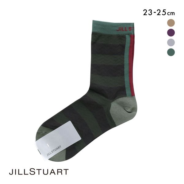 ジルスチュアート ライトへリンボン ボーダーソックス 靴下 レディース シースルー タイツ 透け感 ファッション小物 23-25cm JILLSTUART