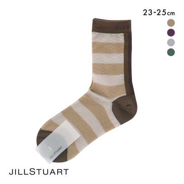 ジルスチュアート ライトへリンボン ボーダーソックス 靴下 レディース シースルー タイツ 透け感 ファッション小物 23-25cm JILLSTUART
