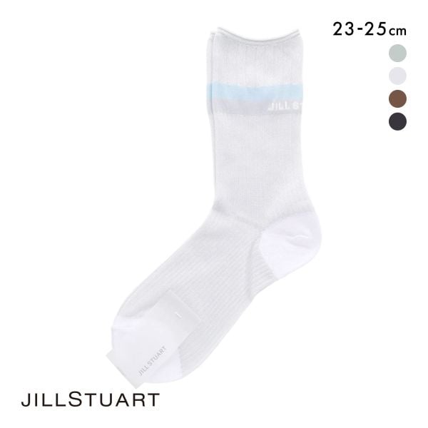 ジルスチュアート ラメリブボーダー クルー丈ソックス 靴下 ラメ レディース 透け感 JILLSTUART 23-25cm