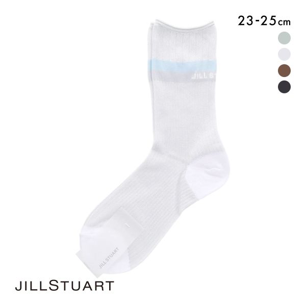 ジルスチュアート ラメリブボーダー クルー丈ソックス 靴下 ラメ レディース 透け感 JILLSTUART 23-25cm