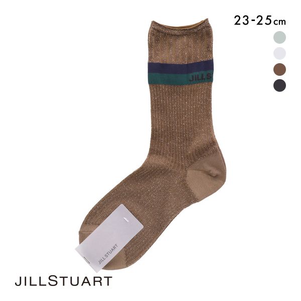 ジルスチュアート ラメリブボーダー クルー丈ソックス 靴下 ラメ レディース 透け感 JILLSTUART 23-25cm