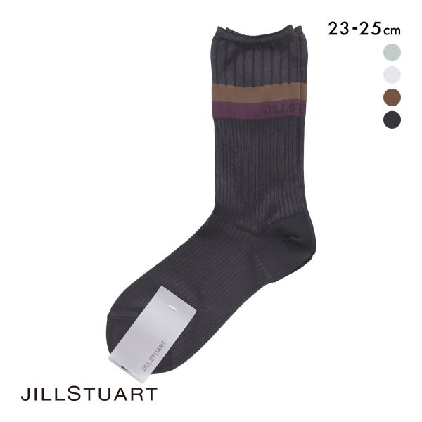 ジルスチュアート ラメリブボーダー クルー丈ソックス 靴下 ラメ レディース 透け感 JILLSTUART 23-25cm