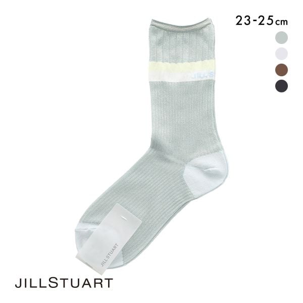 ジルスチュアート ラメリブボーダー クルー丈ソックス 靴下 ラメ レディース 透け感 JILLSTUART 23-25cm