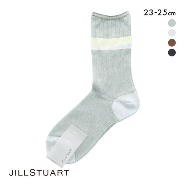 ジルスチュアート ラメリブボーダー クルー丈ソックス 靴下 ラメ レディース 透け感 JILLSTUART 23-25cm