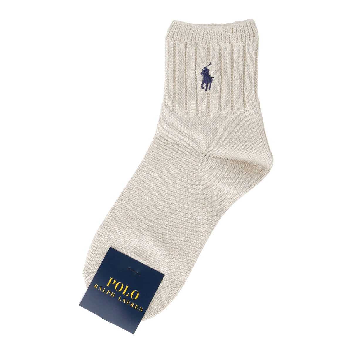 ポロ ラルフローレン POLO RALPH LAUREN オーガニックコットン混 ワンポイント刺繍 ローゲージ ソックス ショート丈 22-24 靴下 レディース(BE-ベージュ-22-24cm)