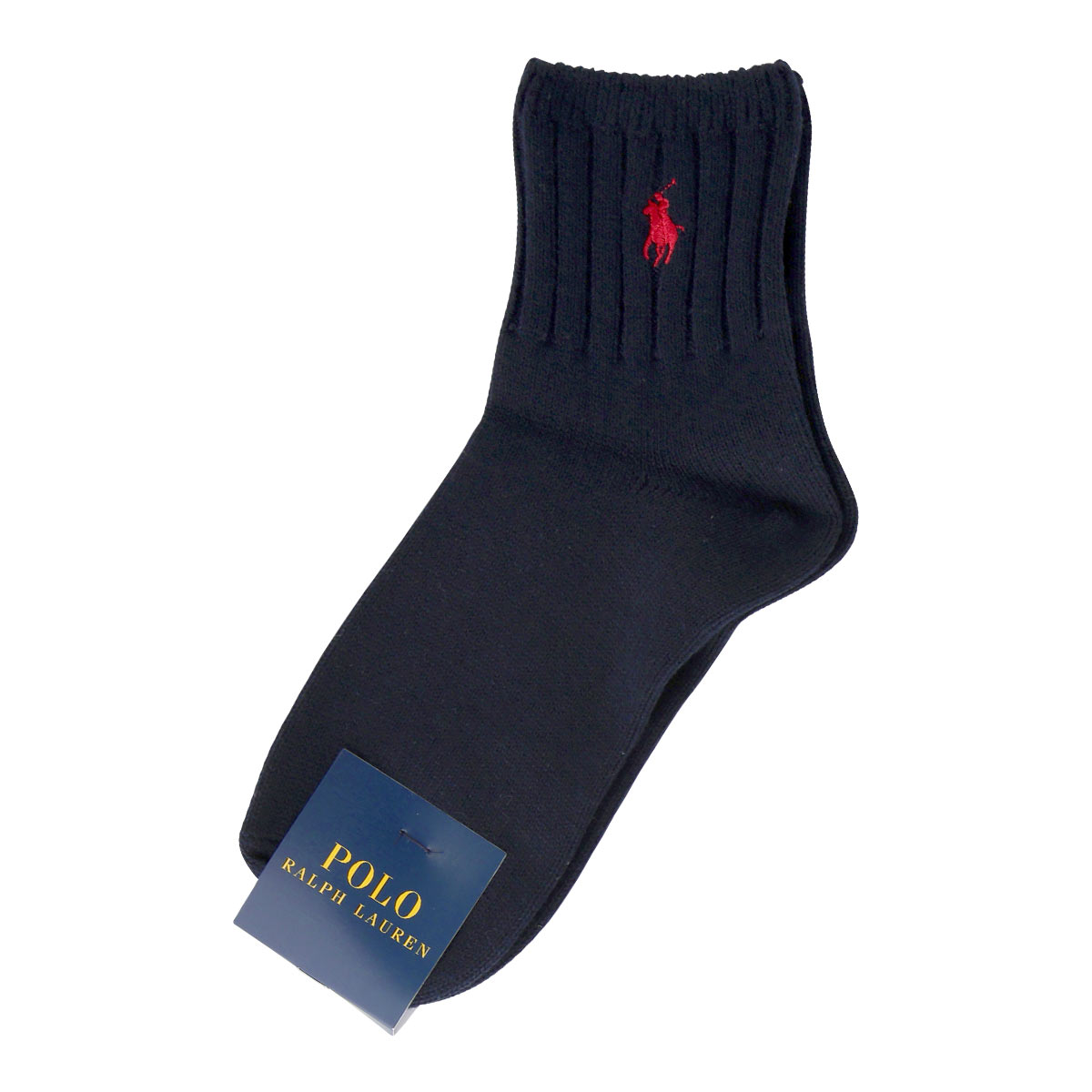 ポロ ラルフローレン POLO RALPH LAUREN オーガニックコットン混 ワンポイント刺繍 ローゲージ ソックス ショート丈 22-24 靴下 レディース(NV-ネイビー-22-24cm)