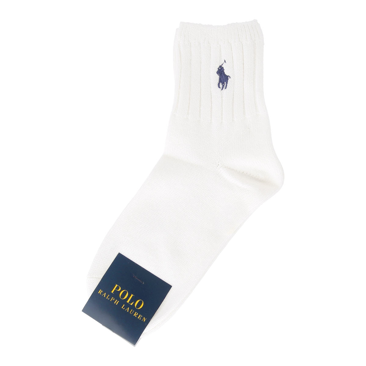 ポロ ラルフローレン POLO RALPH LAUREN オーガニックコットン混 ワンポイント刺繍 ローゲージ ソックス ショート丈 22-24 靴下 レディース(WH-ホワイト-22-24cm)